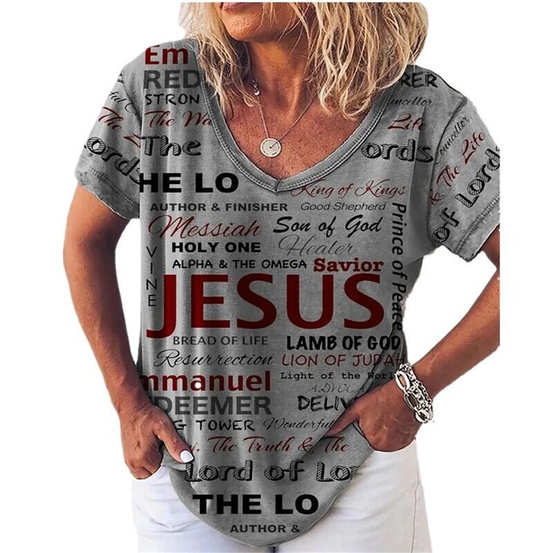 Ar īsām piedurknēm V veida kakla izgriezums, apdrukāts brīvs tops