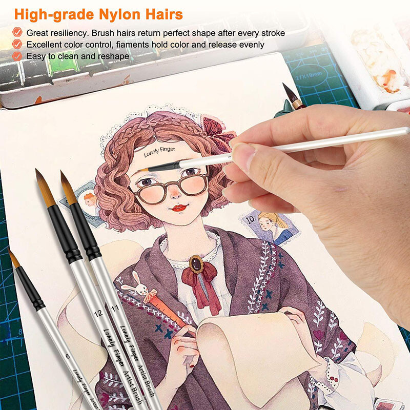 12 komada prvoklasnih okruglih kistova za boju Set mekanih najlonskih vrhova Kist za akvarel ulje akril lice tijelo rukotvorine slikanje na kamenu