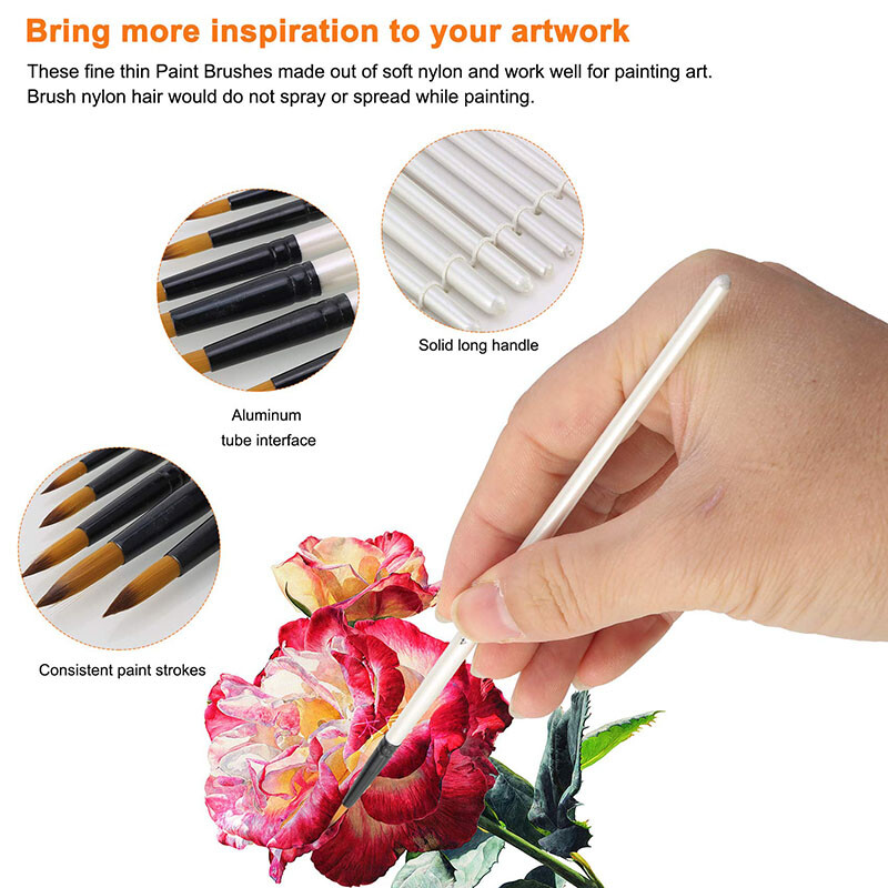 12 komada prvoklasnih okruglih kistova za boju Set mekanih najlonskih vrhova Kist za akvarel ulje akril lice tijelo rukotvorine slikanje na kamenu