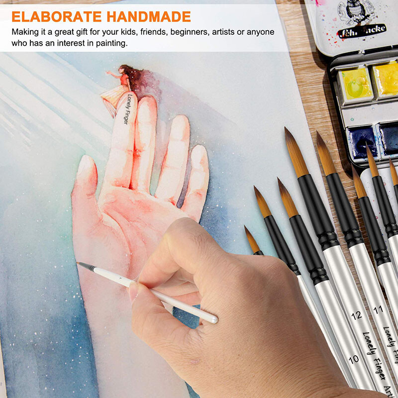 12 komada prvoklasnih okruglih kistova za boju Set mekanih najlonskih vrhova Kist za akvarel ulje akril lice tijelo rukotvorine slikanje na kamenu