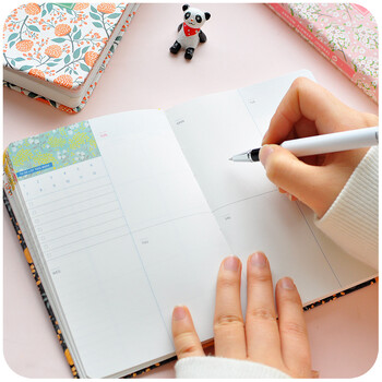 New Arrival Cute PU Leather Floral Flower Πρόγραμμα Βιβλίο Ημερολόγιο Weekly Planner Notebook Σχολικά προμήθειες γραφείου Kawaii Stationery