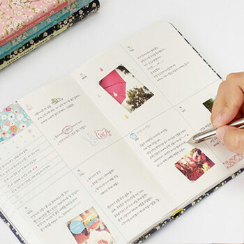 New Arrival Cute PU Leather Floral Flower Πρόγραμμα Βιβλίο Ημερολόγιο Weekly Planner Notebook Σχολικά προμήθειες γραφείου Kawaii Stationery