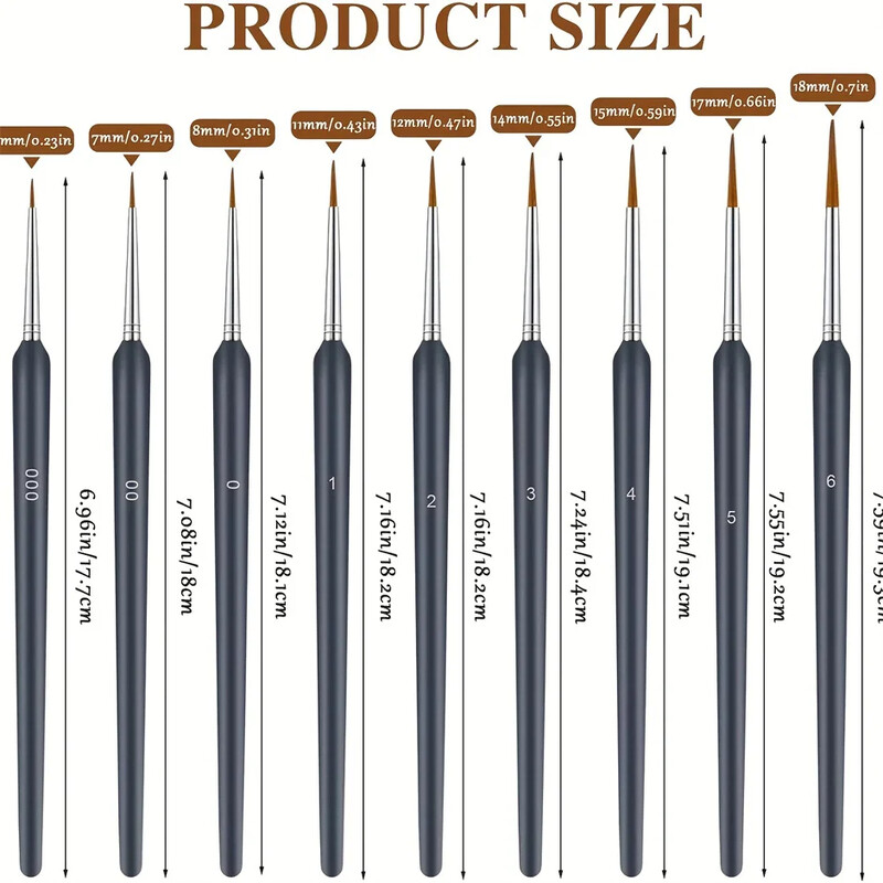 11 tk/komplekt Kääbuskeraamika õlivärvipintslid Konkspliiats Detail Fine Mini Artist käsitsi maalitud pintsel akvarellmaalimiseks