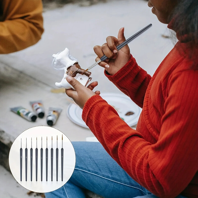 11 tk/komplekt Kääbuskeraamika õlivärvipintslid Konkspliiats Detail Fine Mini Artist käsitsi maalitud pintsel akvarellmaalimiseks