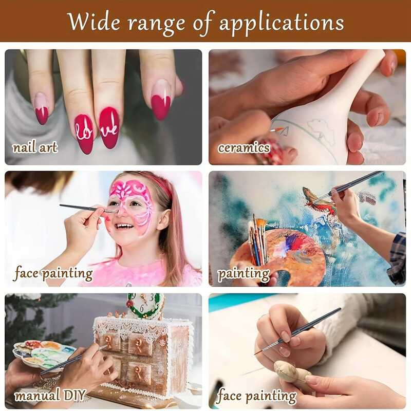 11 tk/komplekt Kääbuskeraamika õlivärvipintslid Konkspliiats Detail Fine Mini Artist käsitsi maalitud pintsel akvarellmaalimiseks