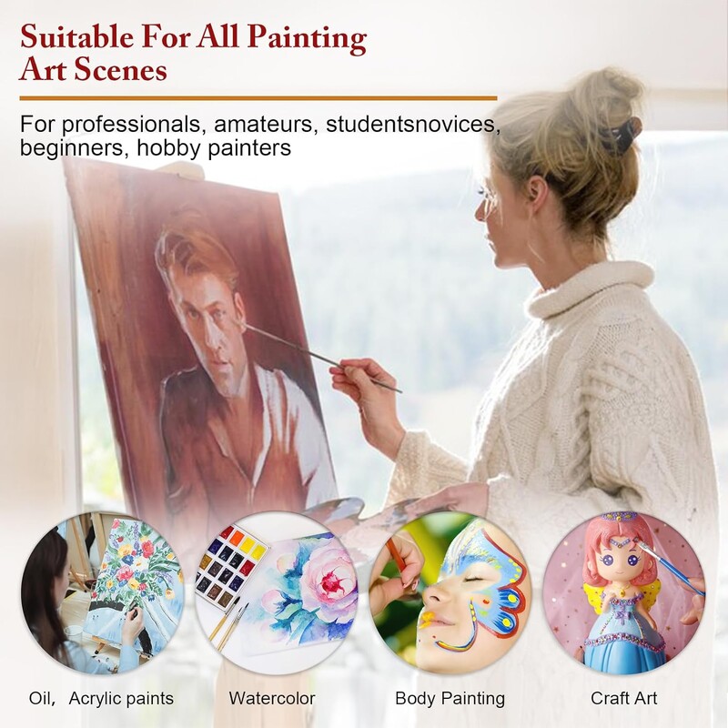 32 tk värvipintslid akrüülvärvimiseks, esmaklassilised nailonist harjased ümarate, filbert, lamedate, lehvik, nurk, peente detailidega pintsel, valu