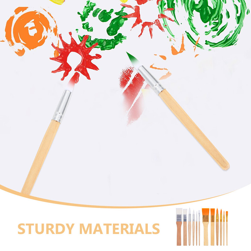 12 buc Perie Perii mici pentru vopsea vopsea zilnică rezistentă la uzură Ergonomic pentru aprovizionare cu păr scurt Copil