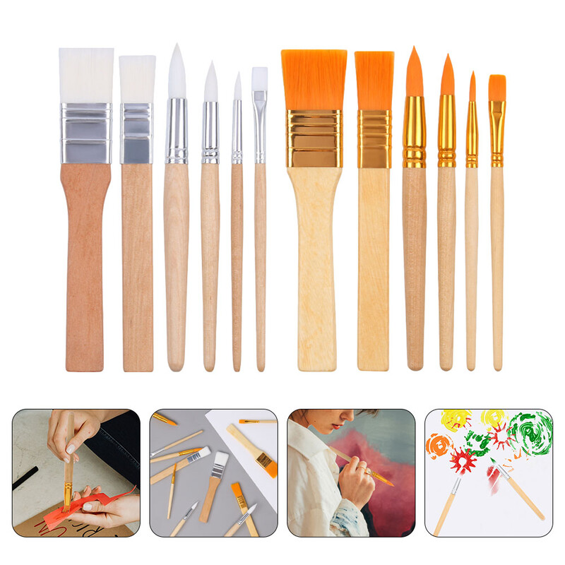 12 buc Perie Perii mici pentru vopsea vopsea zilnică rezistentă la uzură Ergonomic pentru aprovizionare cu păr scurt Copil