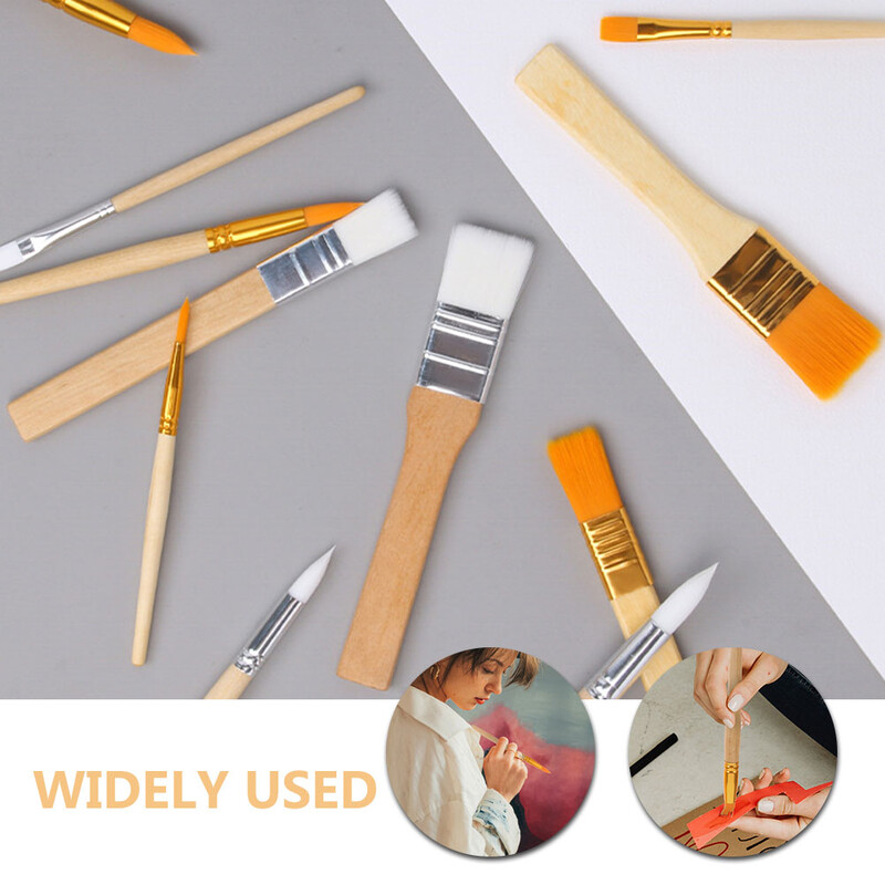 12 buc Perie Perii mici pentru vopsea vopsea zilnică rezistentă la uzură Ergonomic pentru aprovizionare cu păr scurt Copil