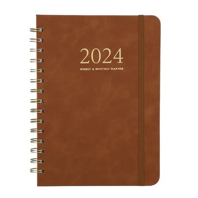 Agenda 2024 Caiet A5 Planificator zilnic săptămânal Cartea spirală Obiective lunare Programe de obiceiuri Papetarie Rechizite școlare de birou