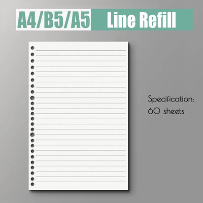 60 lehte lahtiste lehtedega köitja Märkmik A5 B5 A4 korduvtäidetav leht päevikuplaneerija Bürootarbed Kirjatarbed Õpilaste kirjutamine