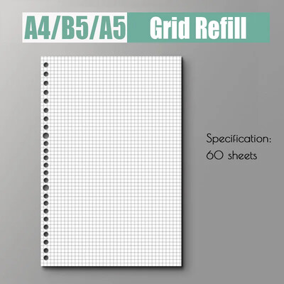 60 lehte lahtiste lehtedega köitja Märkmik A5 B5 A4 korduvtäidetav leht päevikuplaneerija Bürootarbed Kirjatarbed Õpilaste kirjutamine