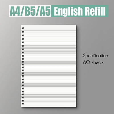 60 lehte lahtiste lehtedega köitja Märkmik A5 B5 A4 korduvtäidetav leht päevikuplaneerija Bürootarbed Kirjatarbed Õpilaste kirjutamine