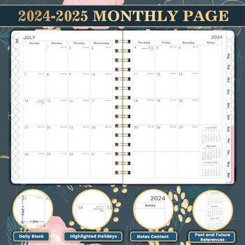 Διπλό σύρμα 180° Lay-Flat Thick Paper 2024-2025 Planner Academic Planner Weekly and Monthly Planner Monthly Tabs Inner