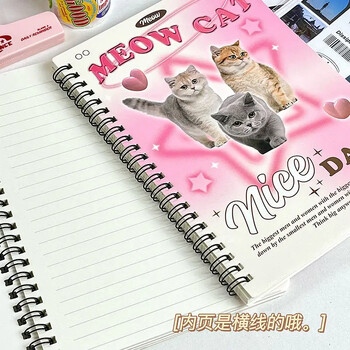 50 листа Lovely Sweetheart Pink Purple Coil Notebook A5 Horizontal Line Learning Notepad High Beauty Издръжливи училищни канцеларски материали