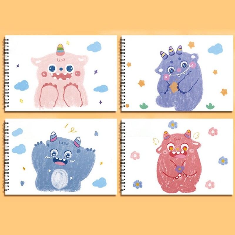 4 KOM/Set Crtanje A4 bilježnica za zavojnice Prijenosna prazna slikovnica s bijelim papirom Višenamjenska izdržljiva bilježnica za crtanje u akvarelu