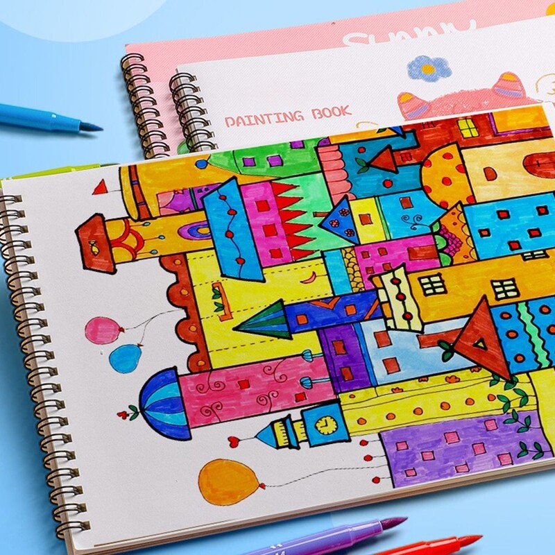 4 KOM/Set Crtanje A4 bilježnica za zavojnice Prijenosna prazna slikovnica s bijelim papirom Višenamjenska izdržljiva bilježnica za crtanje u akvarelu