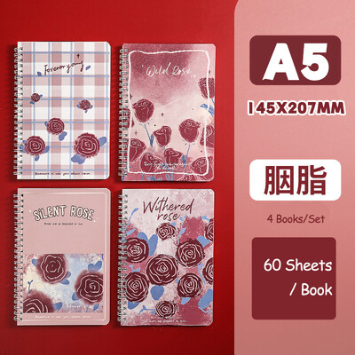 4 raamatut/komplekt A5 spiraalvoodriga sülearvuti Kvaliteetsed Kawaii Korea kirjatarbed armsad koolitarbed õpilastele