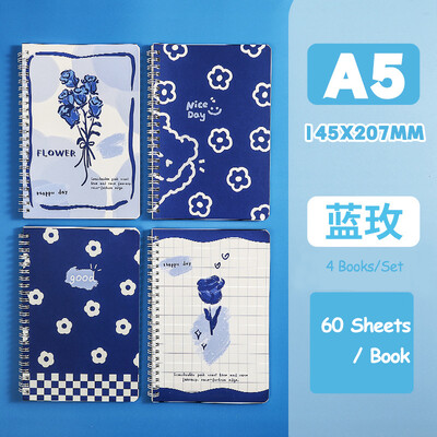 4 raamatut/komplekt A5 spiraalvoodriga sülearvuti Kvaliteetsed Kawaii Korea kirjatarbed armsad koolitarbed õpilastele