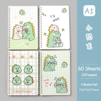 4 raamatut/komplekt A5 spiraalvoodriga sülearvuti Kvaliteetsed Kawaii Korea kirjatarbed armsad koolitarbed õpilastele