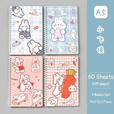 4 raamatut/komplekt A5 spiraalvoodriga sülearvuti Kvaliteetsed Kawaii Korea kirjatarbed armsad koolitarbed õpilastele