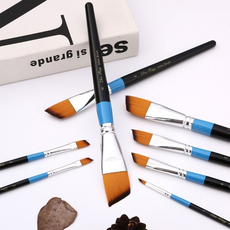 Mākslas otas, ar rokām apgleznotas neilona matu eļļas krāsas otas akrilam, akvarelis, eļļas guaša, sejas nagu mākslas apgleznošana