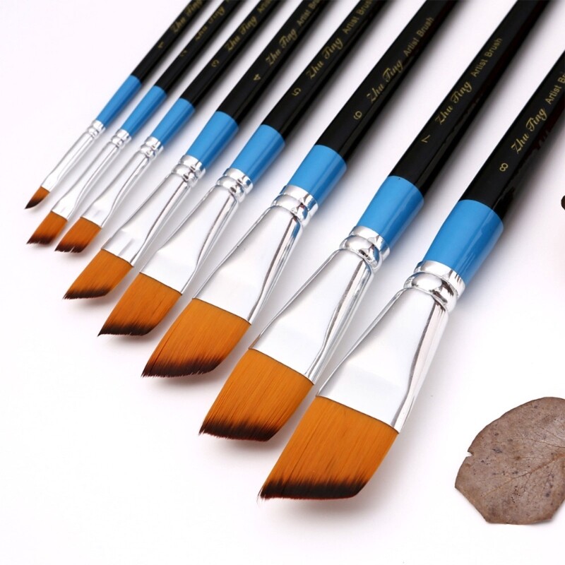 Mākslas otas, ar rokām apgleznotas neilona matu eļļas krāsas otas akrilam, akvarelis, eļļas guaša, sejas nagu mākslas apgleznošana