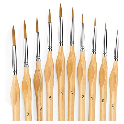 Set kistova za detalje od 10 kistova za akril, akvarel, lice, nokte, slikanje maketa, crtanje linija