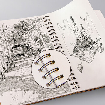 Art Sketchbook 160GSM Kraft Paper Spiral Coil Книга Офис Училищни пособия Бележник за рисуване Стационарен