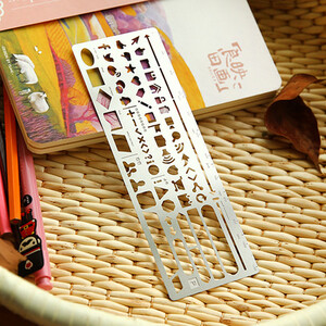 Õõnes metallist joonlaud Käsitöö stantsid Joonistusmalli Joonlaud Scrapbooking Metallist reisipäevik Sülearvuti isetegemise tööriist Malli kaunistus