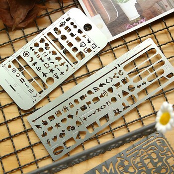 Hollow Metal Ruler Craft Dies Πρότυπο σχεδίασης Χάρακας Scrapbooking Μεταλλικό ημερολόγιο ταξιδιού Σημειωματάριο Diy Tool Διακόσμηση προτύπων