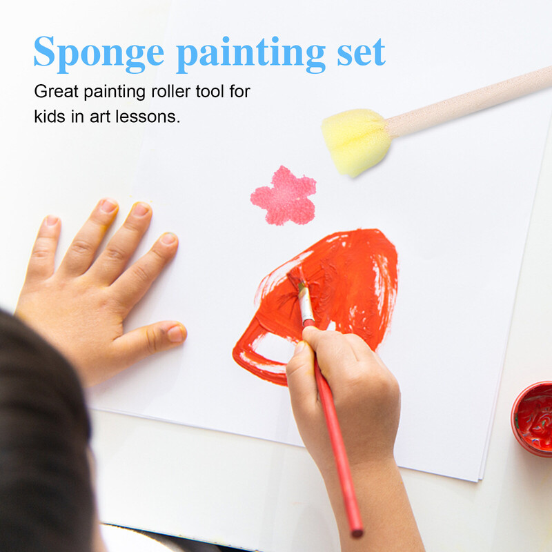 15 tk laste templid käsnpintsliga maalimiskomplekt tarvikud bambusest kleebitav laps