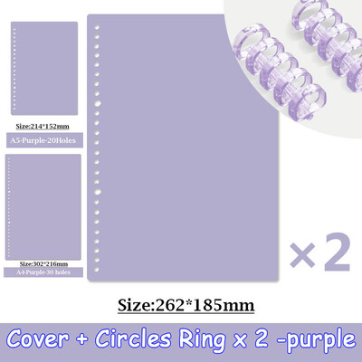 4 coli A4 A5 B5 Copertă de cărți cu foi libere PP Liant colorat Inel spiralat Papetarie din plastic transparent Rechizite școlare de birou
