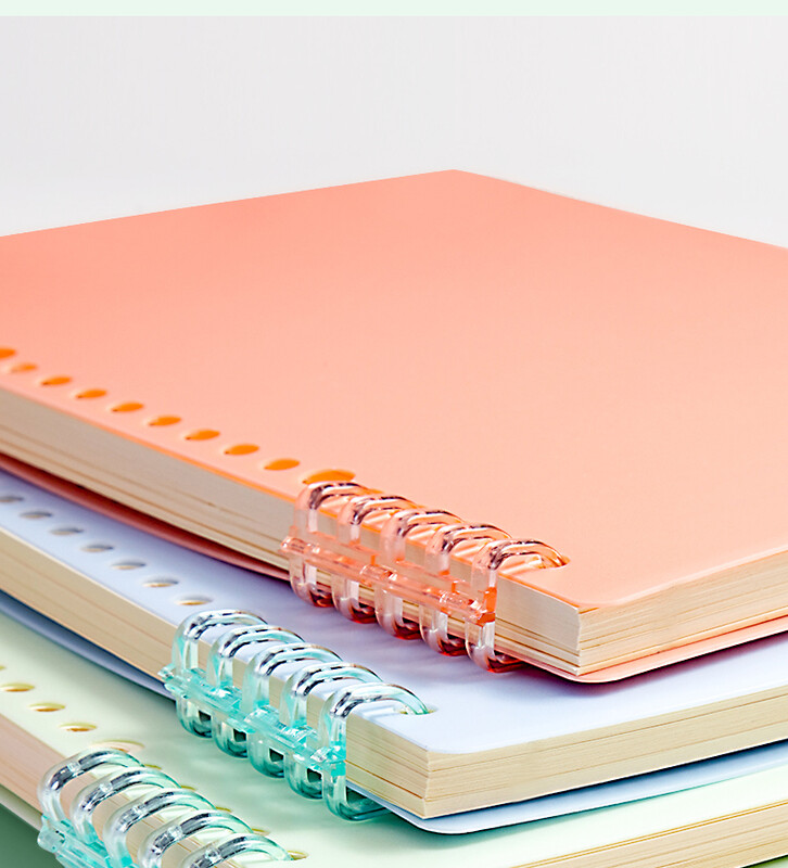 4 coli A4 A5 B5 Copertă de cărți cu foi libere PP Liant colorat Inel spiralat Papetarie din plastic transparent Rechizite școlare de birou