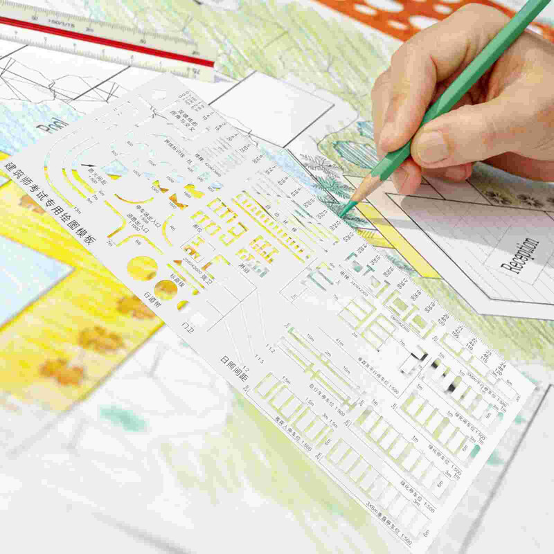 Архитектурна черта Линийка Шаблони за рисуване Кръг Инструмент Мащаб Прецизен пластмасов шаблон Чертеж Деца