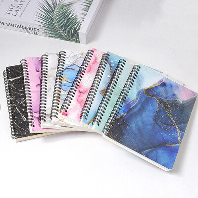 Marble Pattern Coil Notebook A5 Notebook Exercise Book Lined Paper Journal Diary For School Supplies Learning Stationery Notepad