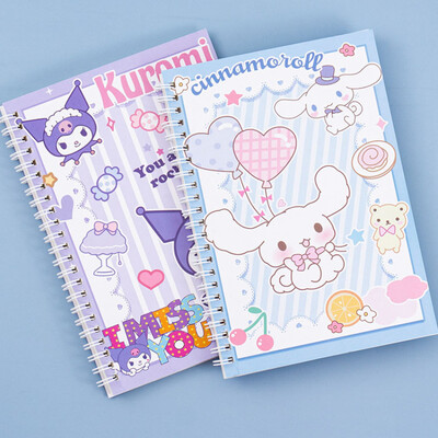 Kawaii Sanrio Kuromi Coil Notebook A5 Notebook Тетрадка за упражнения Girls Cute Stationery Cinnamoroll Learning Stationery Notepad Diary