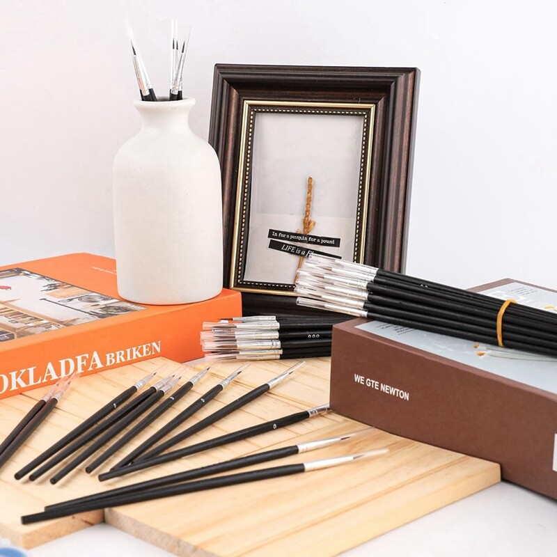 UUS-60 tk detailivärvi pintslid, peene otsaga värvipintsel, 3 suurust 0 00 000 minipisike miniatuurne peen värvipintsel