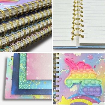 Pop Notebook για παιδιά, Α5 Fidget Girls Diary Journal με 6 πολύχρωμα στυλό, Spiral Journal Γράφοντας Δώρα Σχέδιο Πράγματα Ηλικία 6 8 1