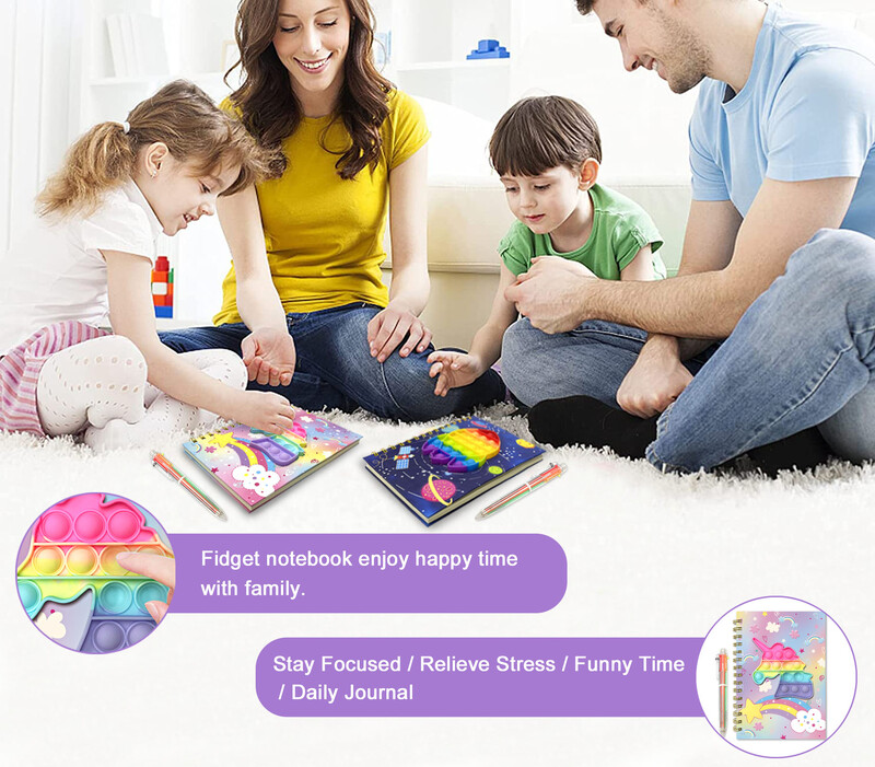 Populiarus užrašų knygelė vaikams, A5 Fidget Girls dienoraščio žurnalas su 6 įvairiaspalviais rašikliais, spiralinis žurnalas Rašymas Piešimas Dovanos Amžius 6 8 1