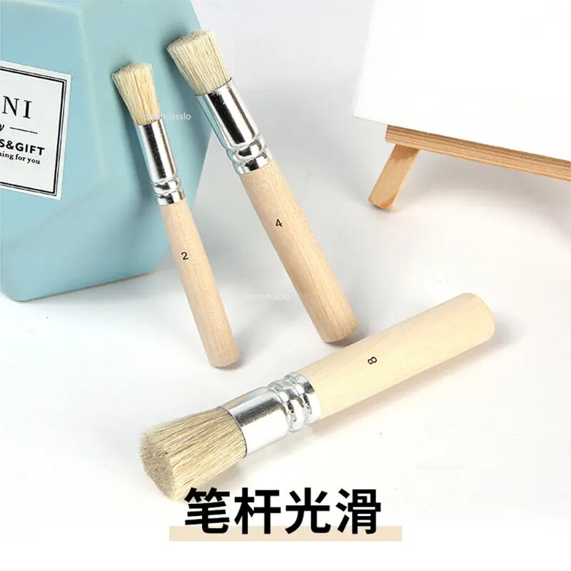 6 tk puidust käepidemega akvarellmaali šabloonpintsel, harjastega akrüülõliga maalimispintslid õpilaste professionaalsed kunstitarbed