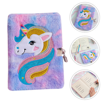 Kid Gift Notebook The Girl Plush Dairy Fluffy Diary with Lock for Girls Metal Office