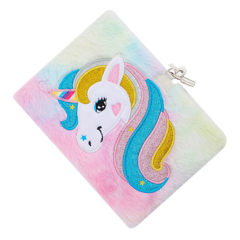 Dāvanu piezīmju grāmatiņa bērniem Meitenes plīša piena pūkaina dienasgrāmata ar slēdzeni meitenēm metāla birojā