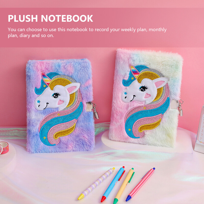 Dāvanu piezīmju grāmatiņa bērniem Meitenes plīša piena pūkaina dienasgrāmata ar slēdzeni meitenēm metāla birojā