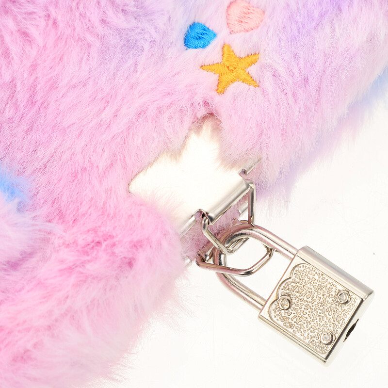 Cadouri Teen Girl Caiet cu blocare Caiete Cartoon Notepad Plush Cover Jurnal Favor Purple Girls Student