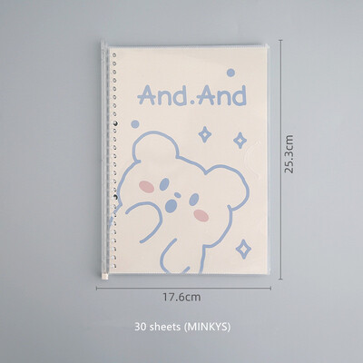MINKYS Kawaii Bear Rabbit B5 Liant reîncărcat Caiet de note Agenda 30 de coli Sprial Word Book Cadou Papetarie școlară