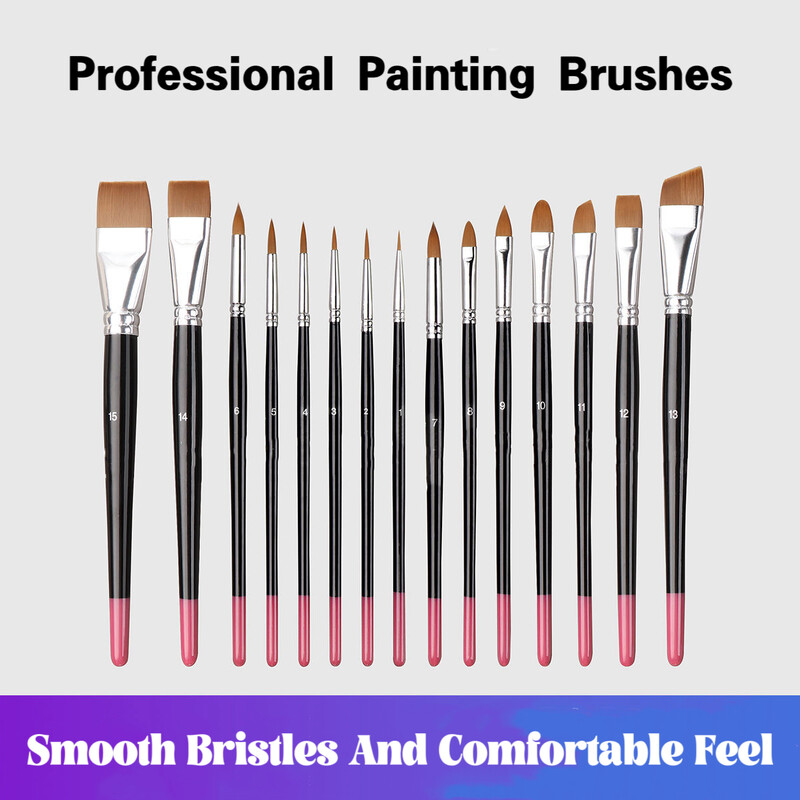 15 tk Kunstniku värvipintslite komplekt koos hoiukotiga Nailonist juustest puidust käepidemega akvarellvärvi pintslite pliiatsikomplekt isetegemise kunsti jaoks