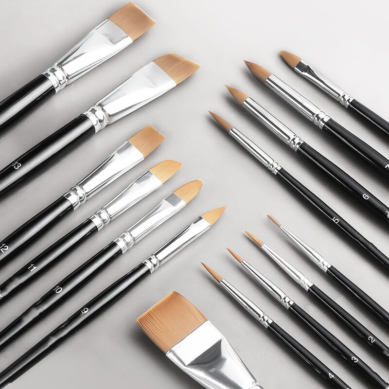 15 tk Kunstniku värvipintslite komplekt koos hoiukotiga Nailonist juustest puidust käepidemega akvarellvärvi pintslite pliiatsikomplekt isetegemise kunsti jaoks