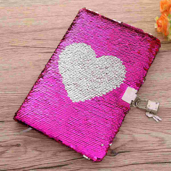 Σημειώσεις Βιβλία Τετράδια Παγιέτες Secret Diary Travel Reversible with Lock Love Heart Pink Private Journal Miss