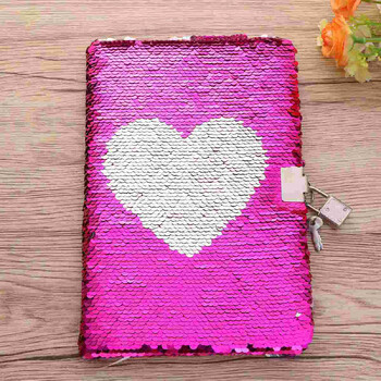 Σημειώσεις Βιβλία Τετράδια Παγιέτες Secret Diary Travel Reversible with Lock Love Heart Pink Private Journal Miss